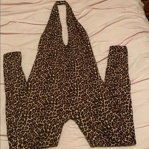 American Apparel leopard Print Halter Jumpsuit